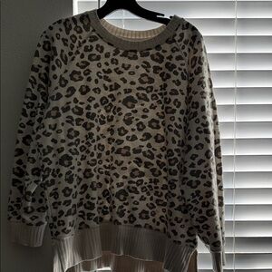 Maurices Leopard Print Crew Neck Sweater - Brown and Cream